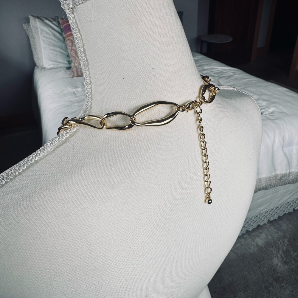 NIB 18k Gold-Plated Statement Chunky Chain Link Necklace Choker 20-23” - Picture 7 of 9